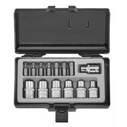 Набор головок и вставок 1/2" Е10-Е20 , вставки T25-T55 , держатель 14 пр. в кейсе