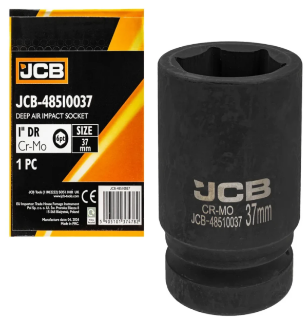 Головка ударная глубокая 37мм (6гр.), 1" 60773 JCB-48510037