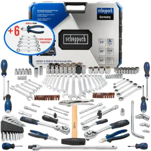 Набор инструментов 142+6 пр.1/4" 3/8" 1/2" (6-гр.)(4-32мм) 62152 Sch-41421-5 GOLD