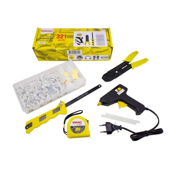 Набор инструментов 321пр.(кисточка,штангенциркуль,съемник изоляции,ножовка,очки,держатели кабеля,кле 51166 WMC-10321