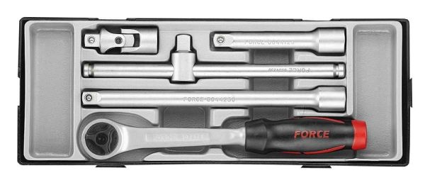 Набор инструмента 1/2" трещотка, удлинитель 125 мм, 250 мм, вороток Т-образный 250 мм, кардан 5 пр. в ложементе