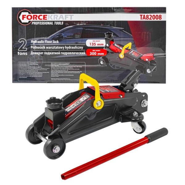 Домкрат подкатной гидравлический 2т (h min 135мм.h max 300мм) FORCEKRAFT. 28596       FK-TA82008