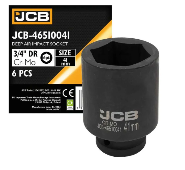 Головка ударная глубокая 3/4", 41мм (6гр.) 59555 JCB-46510041