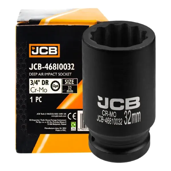 Головка ударная глубокая 32мм (12гр.), 3/4" 64924 JCB-46810032