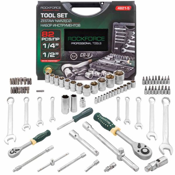 Набор инструментов 82 предмета 1/2'', 1/4'' (6гр.) (4-32мм) 4218        RF-4821-5