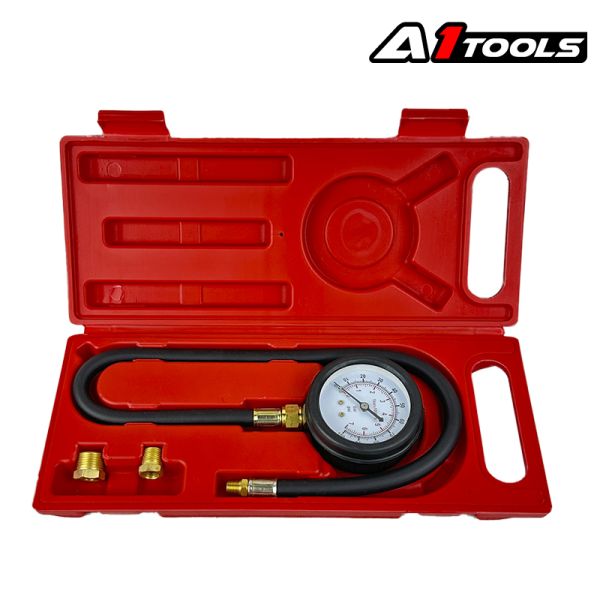 Тестер давления масла (манометр 0-100 psi (0-700 kPa); адаптеры 1/8", 1/4", 3/8"; шланг резиновый 5. A1-0021 Tu-Auto