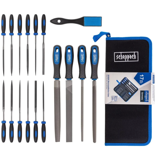 Набор напильников и надфилей разнопрофильных, 17пр (плоск, треуг, квадр, круг, полукруг, L-100мм,L-2 60325 Sch-5056W