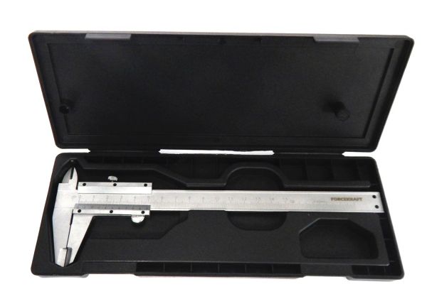Штангенциркуль (0-150мм, 0.02мм; внутр. Ø, наруж. Ø + глубиномер), в пластиковом футляре FORCEKRAFT 26591       FK-5096P1