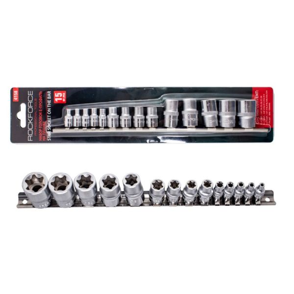 Набор головок E-профиль 14 предметов 1/4"&3/8"&1/2"(1/4":E4-Е8, 3/8":Е10-Е12, Е14; 1/2":Е16,Е18,Е20, 11711       RF-4158