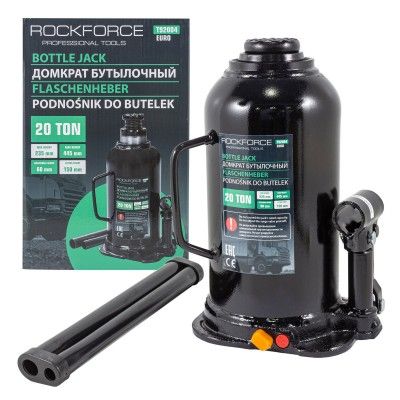 Домкрат бутылочный 20т с клапаном (высота подхвата-235мм, высота подъема-445мм) 15122       RF-T92004(Euro)