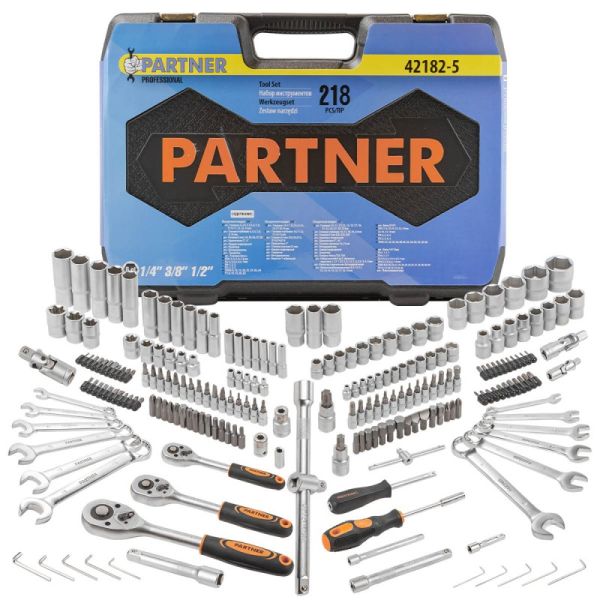 Набор инструмента 218 предметов 1/4"&1/2"& 3/8" (6-гран.)(4-32мм) 7727        PA-42182-5