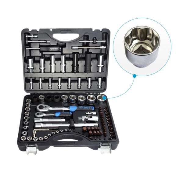 Набор инструментов 94+6пр. Premium 1/4"(12гр.) 1/2"(14,22мм-12гр. головки глуб.) 1/2" (сорв.гр.) 49596 F-4941-7 PREMIUM