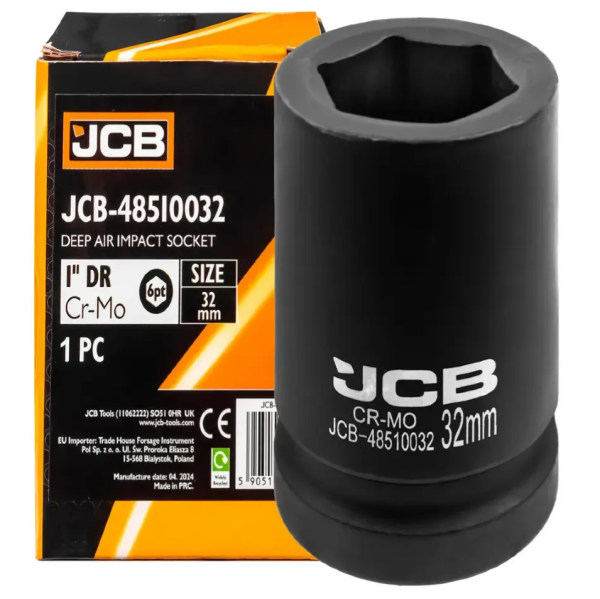 Головка ударная глубокая 32мм (6гр.), 1" 60975 JCB-48510032