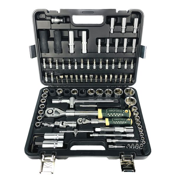 Набор инструментов 94 предмета 1/2'', 1/4'' (6гр.)(4-32мм) + телескоп трещотка AMG002 AMG-94L775