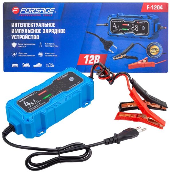 Устройство зарядное импульсное для АКБ с цифровым дисплеем (12В,4A, автостоп,функция восст.-я,защита 60929 F-1204