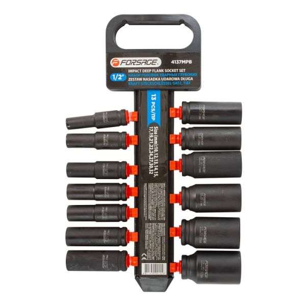 Набор головок ударных глубоких13пр.,1/2''(10, 12-15, 17, 19, 21, 22, 24, 27, 30, 32мм),на пластиков 50480 F-4137MPB