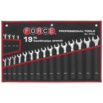 Набор рожково-накидных ключей (19пр) на полотне