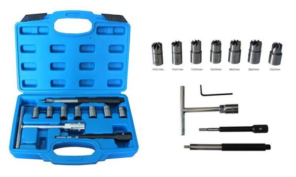 Набор фрез для чистки и восстановления посадочных мест дизельных форсунок 10пр(15х19, 17х17, 17х19,  47720       RF-907G11