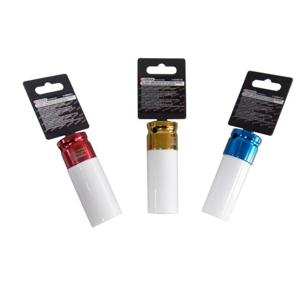 Головка глубокая для литых дисков с защитным кожухом 17мм, 1/2", на пластиковом держателе 17291       F-4458517C