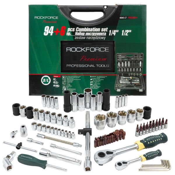 Набор инструментов 94+6пр. 1/4",1/2" (сорв.гр.) 49893 RF-4941-7 Premium