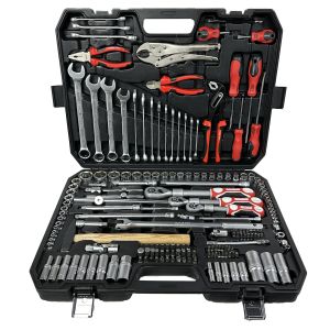 Набор инструментов 180 предмета 1/4"&3/8"&1/2" (6-гран.)(4-32мм) + телескоп трещотка FP051 FP-180ABC