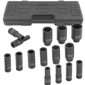 Набор головок ударных глубоких 15пр.,1/2" 6гр.(10,12-17,19,21,22,24,27,30,32мм,36мм-12гр), в пластик 52975 F-4166D-5MPB