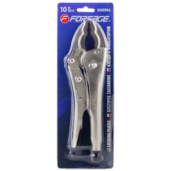 Зажим гейферный с двойным овальным захватом 10"-250мм, в блистере 421         F-614250J