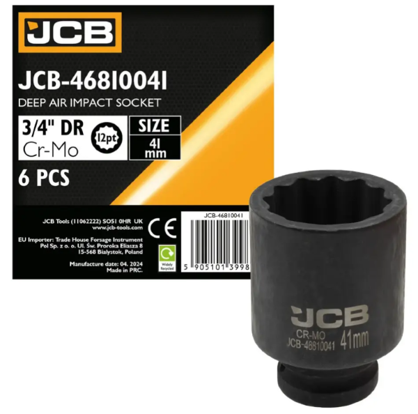 Головка ударная глубокая 3/4", 41мм (12гр.) 59839 JCB-46810041