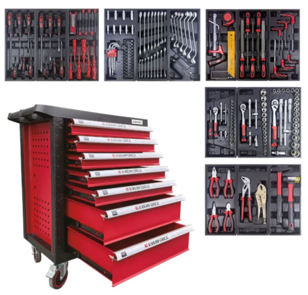Тележка инструментальная 7-и полочная с набором инструментов 181пр 63610 EF-55304
