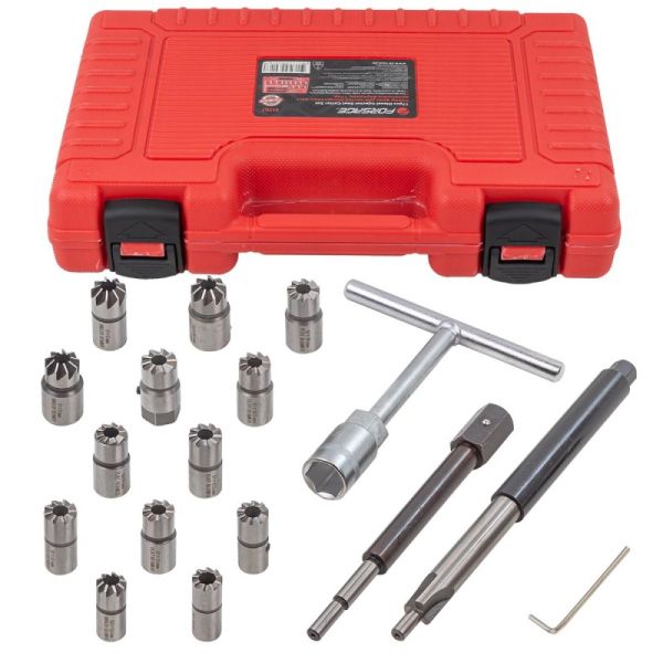 Набор фрез для чистки и восстановления посадочных мест дизельных форсунок,17 предметов(14х14,15.5х15 46681       F-917G7