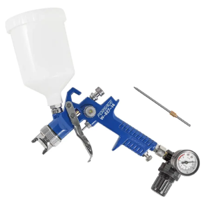 Краскораспылитель с верхним пластиковым бачком,регулятором давления и доп.-ой дюзой (600мл,1.4/1.7мм 51350 F-W-827-14