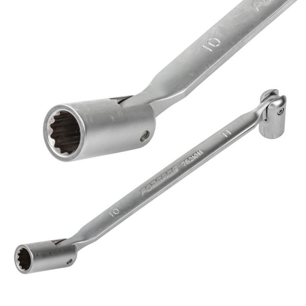 Ключ торцевой шарнирный двухсторонний 10х11мм на пластиковом держателе 29688       F-7521011