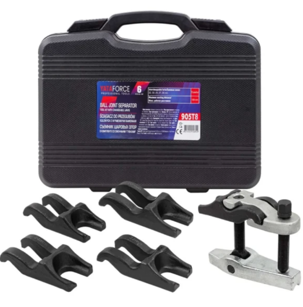 Съемник шаровых опор в комплекте со сменными "губками" (размер зева: 20, 22, 24, 27, 30мм) 5пр, в ке 61268 YF-905T8