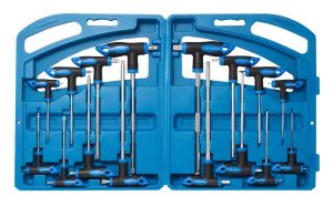 Набор ключей Т-образных TORX/6-гранныхс шаром,16 предметов(Н:2,2.5х75, 3,4х100, 5,6х150, 8,10х200мм; 25683       RF-5166B