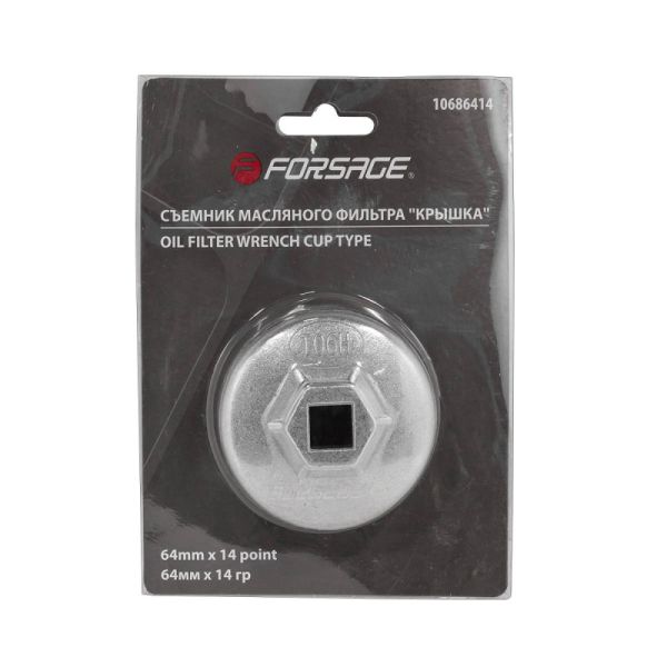 Съемник масляного фильтра "крышка" 64мм х 14гр, 1/2", "японские" а/м, в блистере 26602       F-10686414