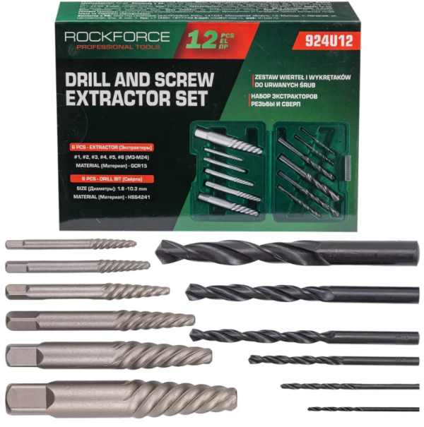 Набор экстракторов резьбы и сверл 12пр. 63450 RF-924U12