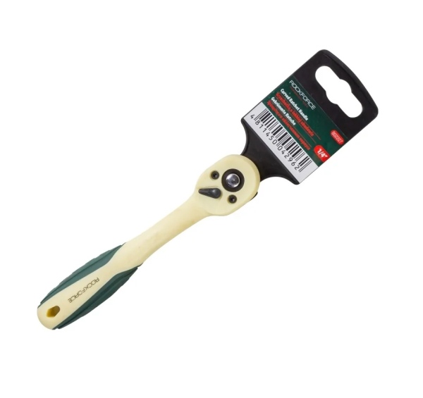 Трещотка реверсивная с изгибом в пластиковом антикорозийном корпусе 1/4''(L-155мм, 72зуб) 51674 RF-802227