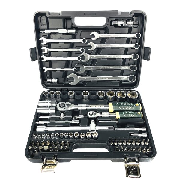 Набор инструментов 82 предмета1/2",1/4" (6гр.)(4-32мм) + телескоп трещотка AMG001 AMG-82L775
