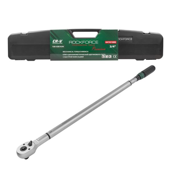 Ключ динамометрический щелчкового типа с быстрой фиксацией "Premium" 100-600Нм,3/4",в пластиковом к+ 48615       RF-64761095