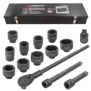 Набор инструментов ударных,15 предметов 1" 6гр.(36,41,46,50,55,60,65,70,75,80мм),в метал. кейсе 28581 F-8141-5MPB