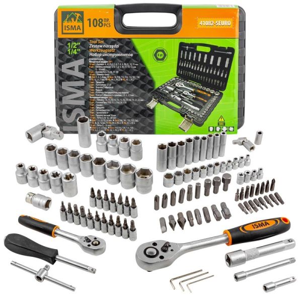 Набор инструментов 108пр. 1/4", 1/2" (6гр.) 51374 ISMA-41082-5EURO