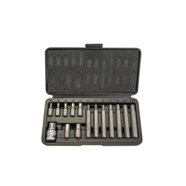 Набор бит HEX с битодержателем,15пр. 1/2"(L:30/75мм;4-8,10,12мм) 27211       RF-4155(C)