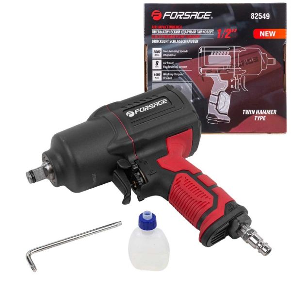 Пневмогайковерт ударный "Twin Hammer" с реверсом и регулировкой усилия в облегченном корпусе 1/2" (1 48136       F-82549