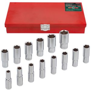 Набор головок глубоких 14 предметов 1/2" в мет.кейсе 11853       RF-4143-5 Набор головок глубоких 14 предметов 1/2" в мет.кейсе 11853       RF-4143-5