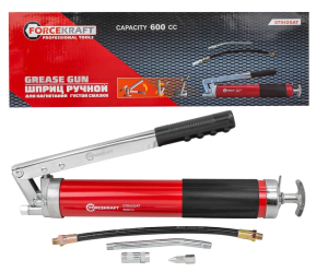 Шприц для нагнетания густой смазки ручной 600мл в комплекте с жестким(L-140мм) и гибким(L-300мм) нак 57296 FK-07042GAT