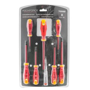 Набор отверток диэлектрических 8пр (SL3х75, SL4x100, SL5.5х125, SL6.5х150, PH0х60, PH1х80, PH2х100,  52178 RF-7008D