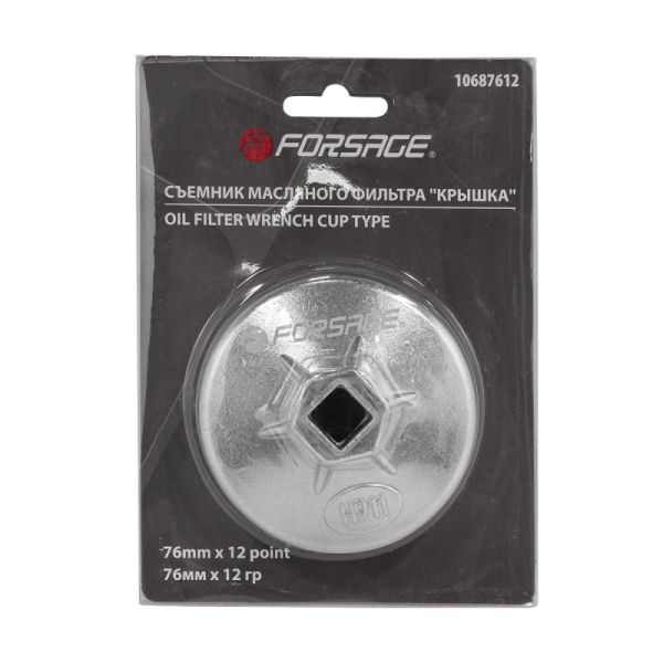 Съемник масляного фильтра "крышка" 76мм х 12гр, 1/2", Citroen,Peugeot,Renault, в блистере 26610       F-10687612