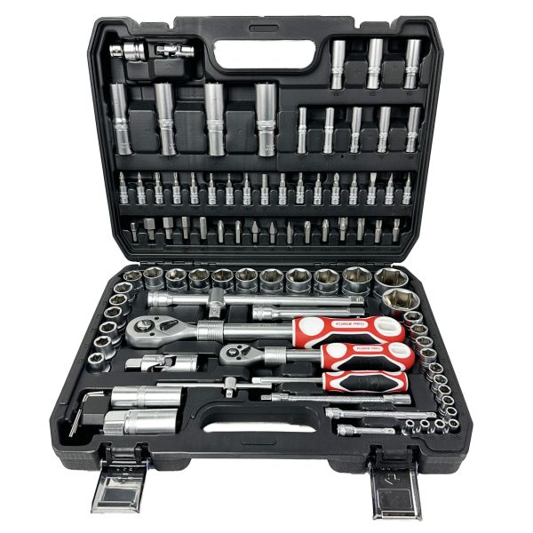 Набор инструментов 94 предмета 1/4"&3/8"&1/2" (6-гран.)(4-32мм) + телескоп трещотка FP057 FP-94ABC