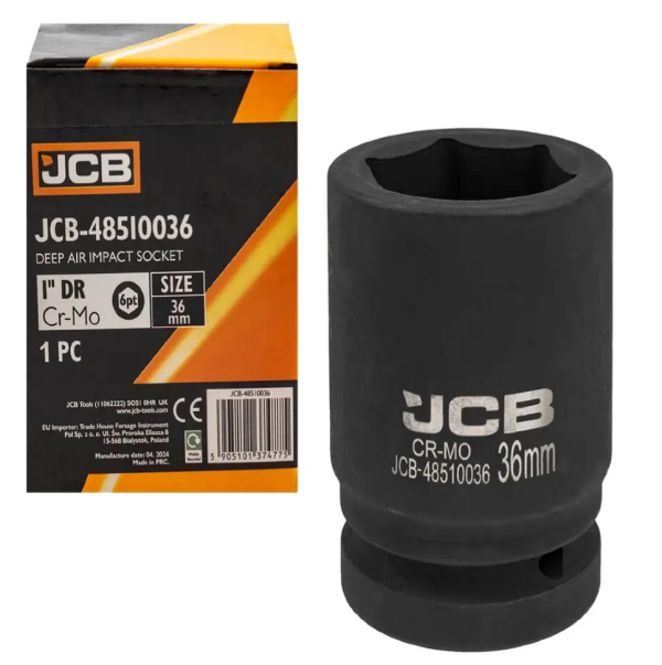 Головка ударная глубокая 1", 36мм (6гр.) 60628 JCB-48510036