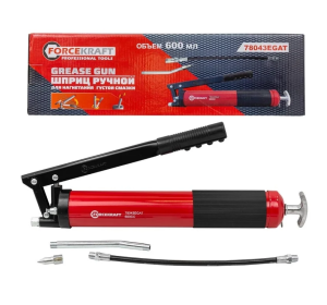 Шприц для нагнетания густой смазки ручной 600мл в комплекте с жестким(L-140мм) и гибким(L-300мм) нак 57301 FK-78043EGAT